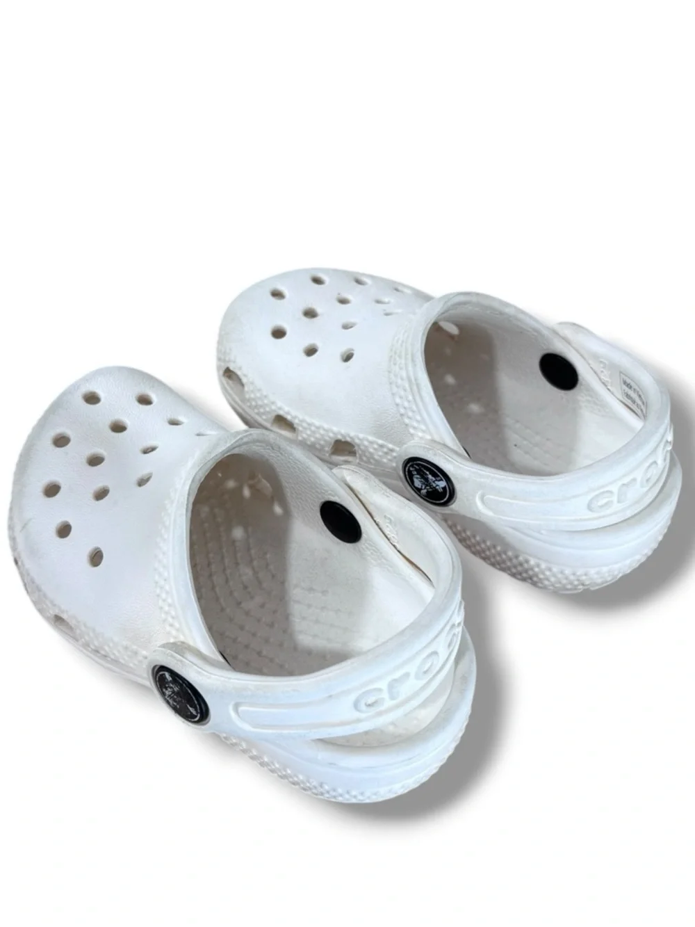 CROCS Kids White Classic Clogs with Heel Strap